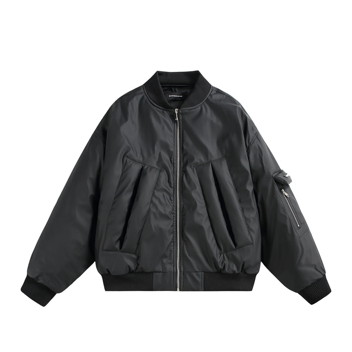 Unisex Kurz geschnittene Oversize-Pufferjacke mit Utility-Ärmeltasche und Rippenbündchen Drune