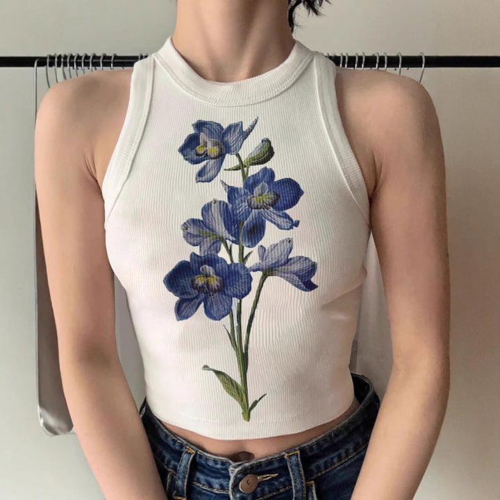 Damen ärmelloses Oberteil mit floralem Stickdesign Drune