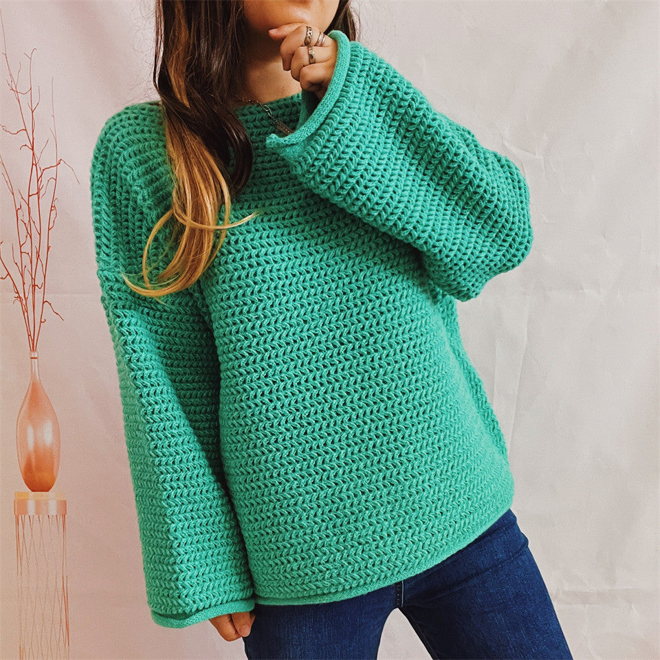 Damen lockerer Strickpullover mit weitem Schnitt und modernem Maschenbild Drune