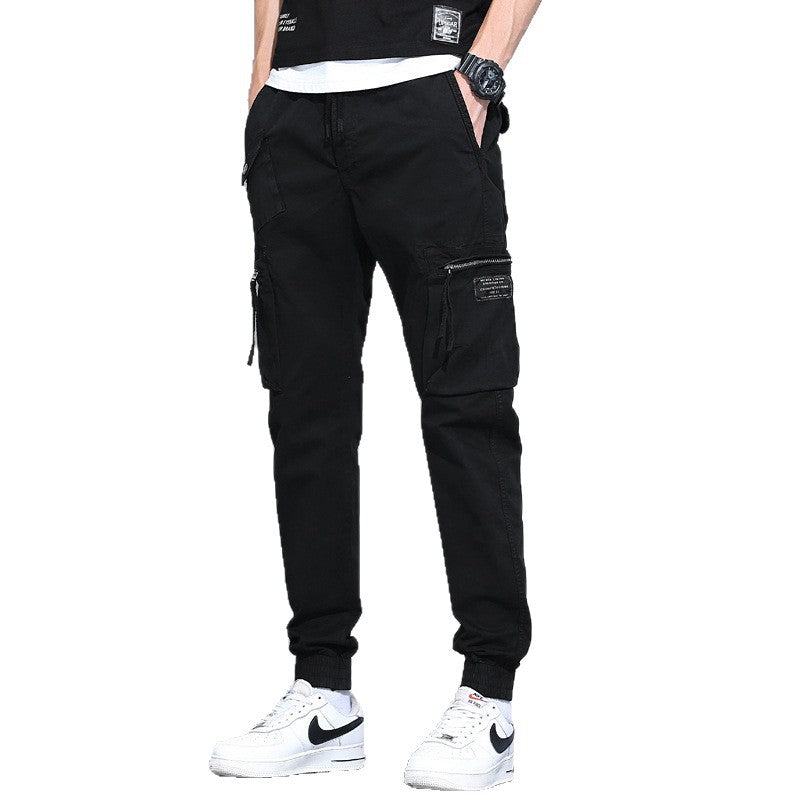 Herren Tapered-Utility-Cargohose mit elastischem Tunnelzugbund, großen Klapp­taschen und gerippten Bündchen Drune