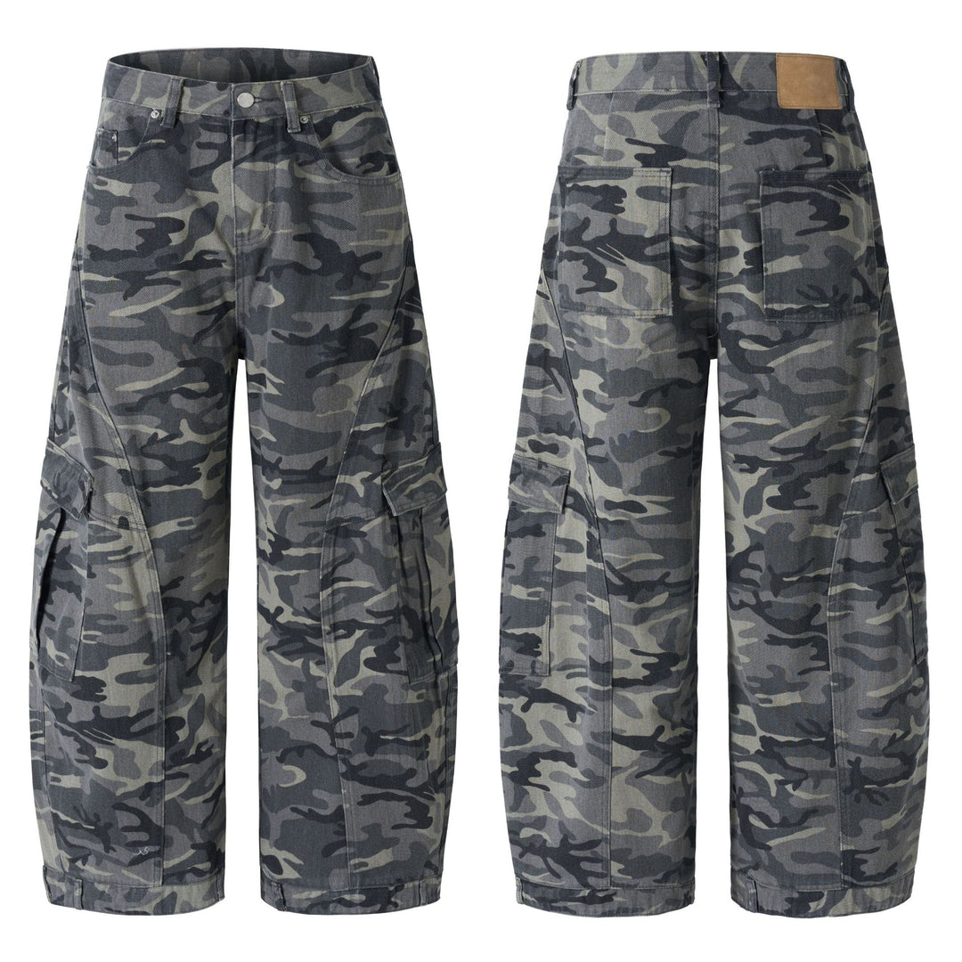 Herren Ultraweite Cargohhose im Baggy‑Cut mit tiefem Schritt Drune