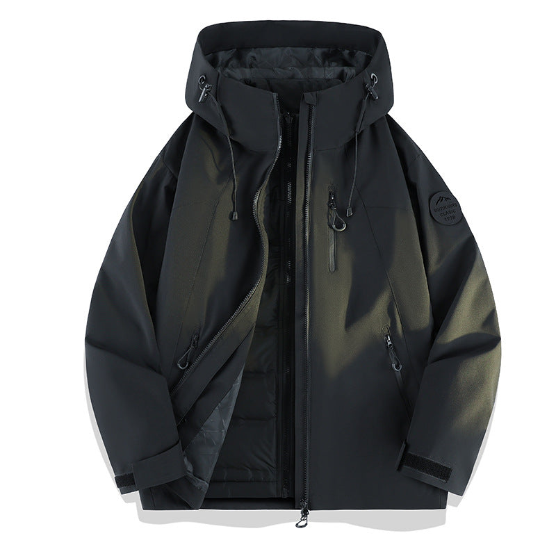 Damen Leichte wasserdichte Kapuzenjacke mit Teddy‑Charm und verdeckten Reißverschlusstaschen Drune