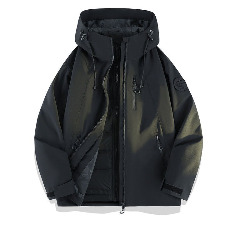 Damen Leichte wasserdichte Kapuzenjacke mit Teddy‑Charm und verdeckten Reißverschlusstaschen Drune