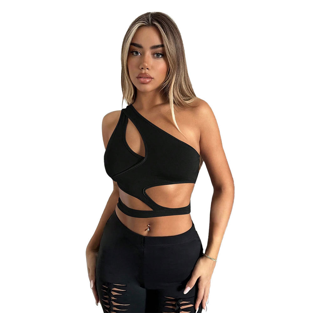 Damen asymmetrisches Crop-Top mit Cut-Out-Details und elegantem Design Drune