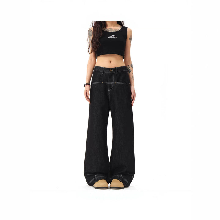 Damen Hochtaillierte Jeans mit weitem Bein Drune