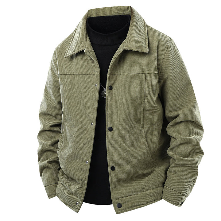Herren Cordjacke im lässigen Worker-Style mit Druckknopfverschluss und seitlichen Eingrifftaschen Drune