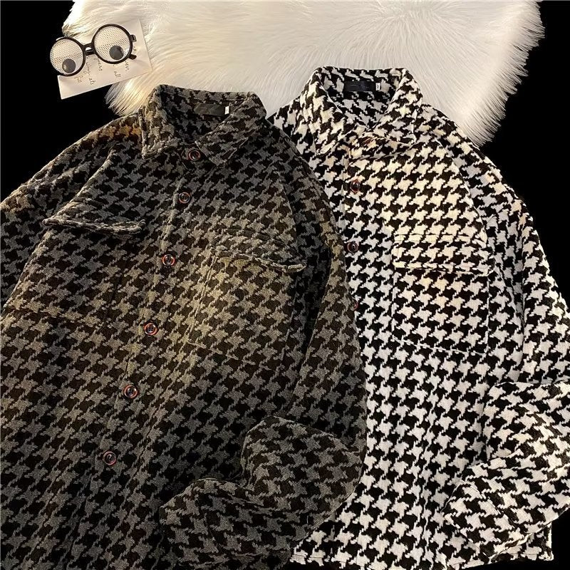 Damen strukturiertes Houndstooth-Hemd Drune