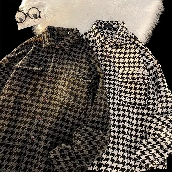 Damen strukturiertes Houndstooth-Hemd Drune