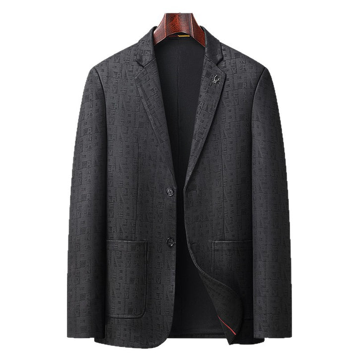Herren Sakko aus strukturierter Jacquard-Wollmischung mit Zwei-Knopf-Schnitt und aufgesetzten Taschen Drune