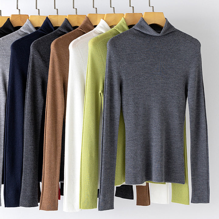 Damen Feiner Rollkragen-Feinstrickpullover mit schmaler Silhouette und elastischem Saum Drune