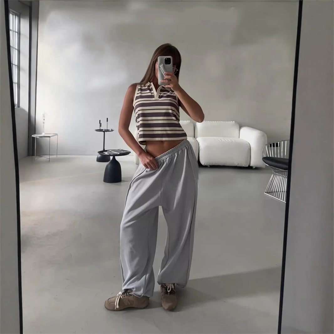 Damen nan weite Lounge-Jogginghose mit elastischem Komfortbund und seitlichen Eingrifftaschen Drune