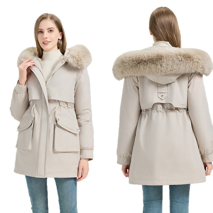 Damen nan taillierter Thermo-Parka mit abnehmbarer Kunstpelzkapuze, weichem Teddyfutter und verstellbarem Tunnelzug Drune