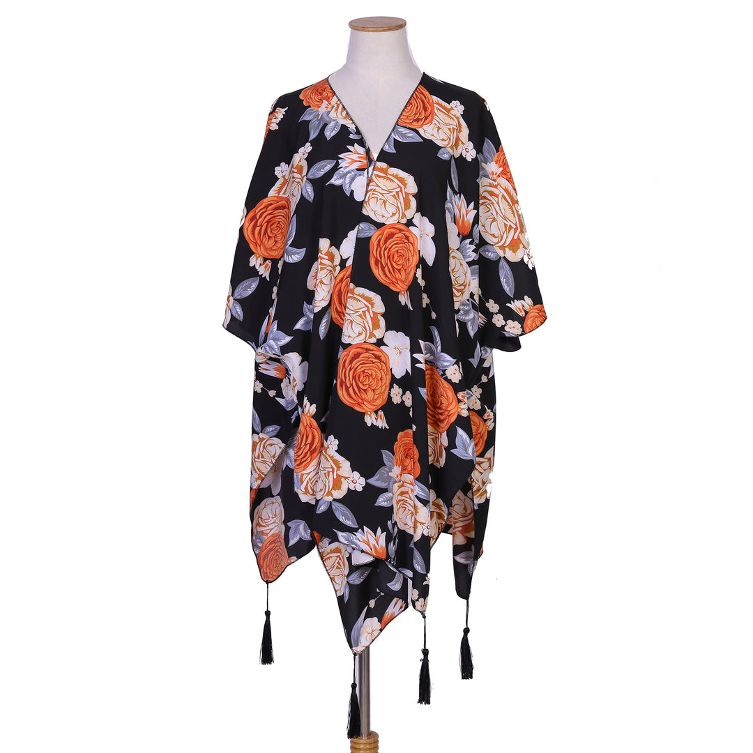 Damen Verspielter Kaftan‑Kimono‑Überwurf aus leichter Viskose mit asymmetrischem Zipfelsaum Drune