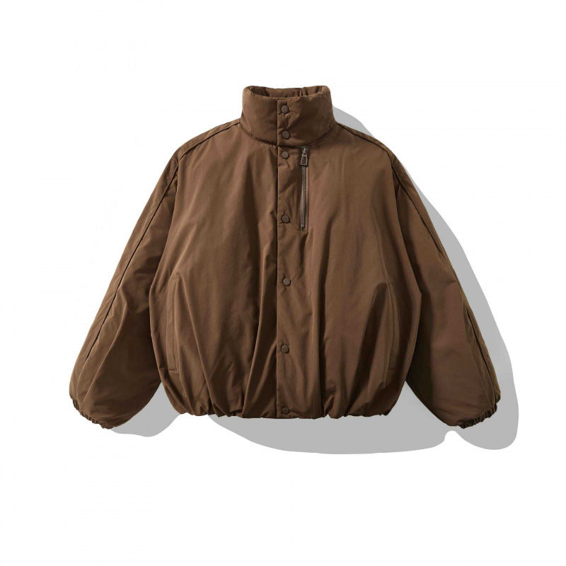 Unisex Weitgeschnittene wattierte Kurzjacke mit hohem Stehkragen und Elastiksäumen Drune