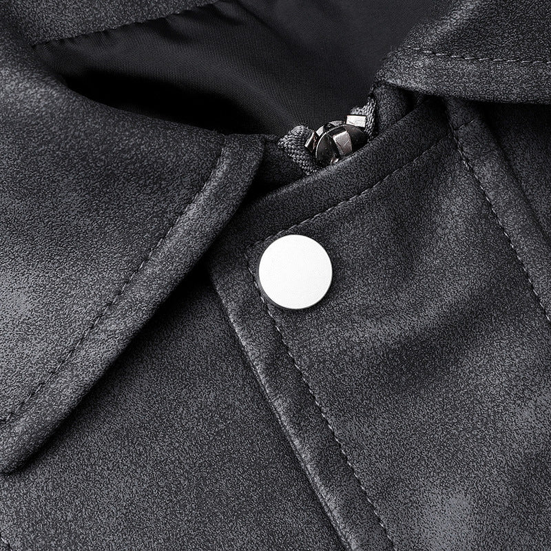 Herren  distressed Faux-Suede Zip-Front Kragenjacke mit elastischem Saum Drune