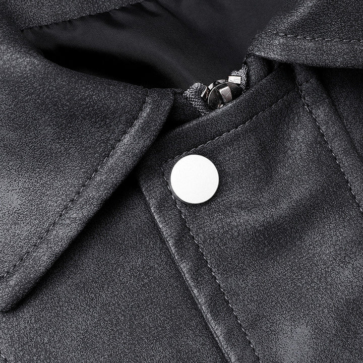 Herren  distressed Faux-Suede Zip-Front Kragenjacke mit elastischem Saum Drune