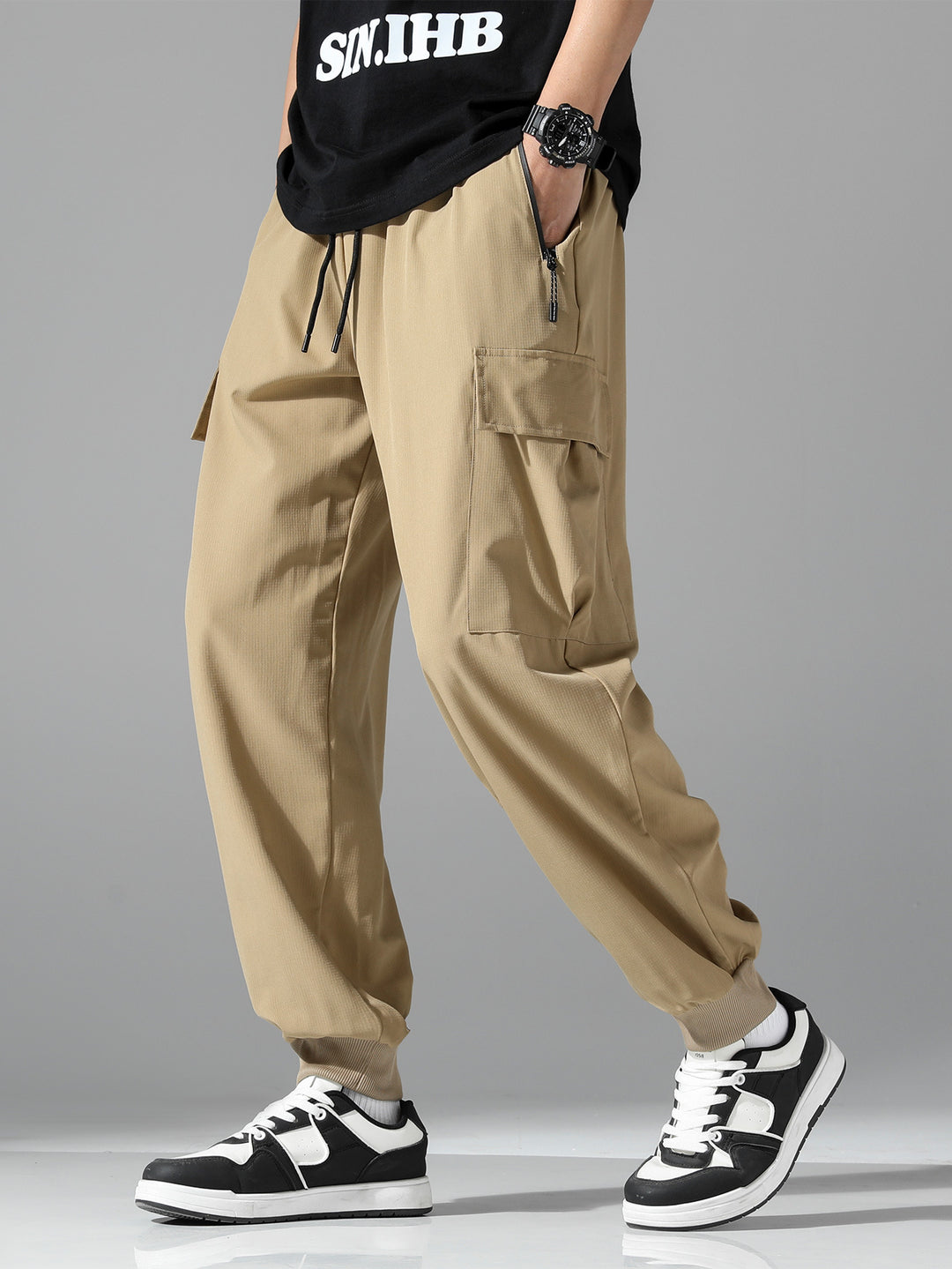 Herren Modische Cargo-Hose mit mehreren Taschen Drune