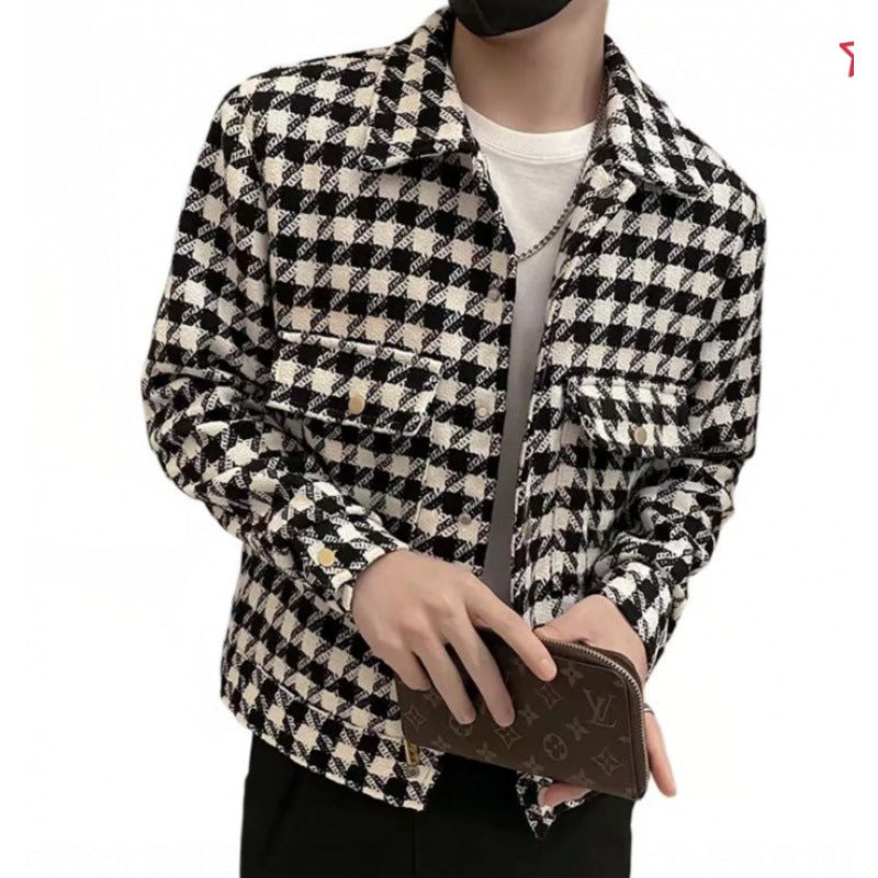 Herren Karierte Denimjacke im modernen Schnitt Drune