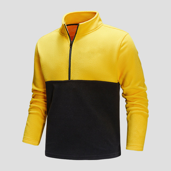 Herren Halbzip-Fleecepullover mit Stehkragen, Colorblock-Design & atmungsaktiver Mikrofleece-Qualität Drune