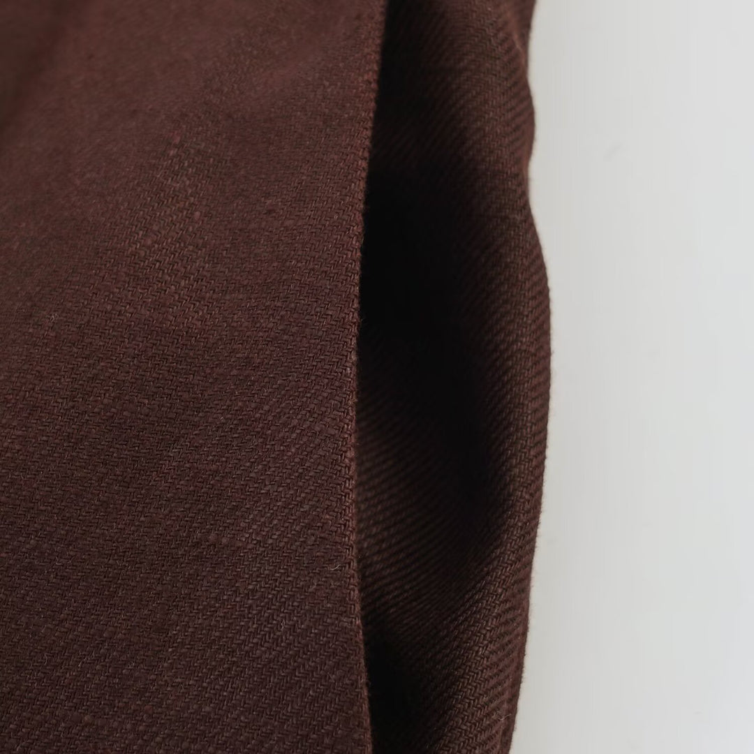 Damen Gerade geschnittene Leinenmisch-Hose mit hohem Bund, Bügelfalte und Eingrifftaschen Drune