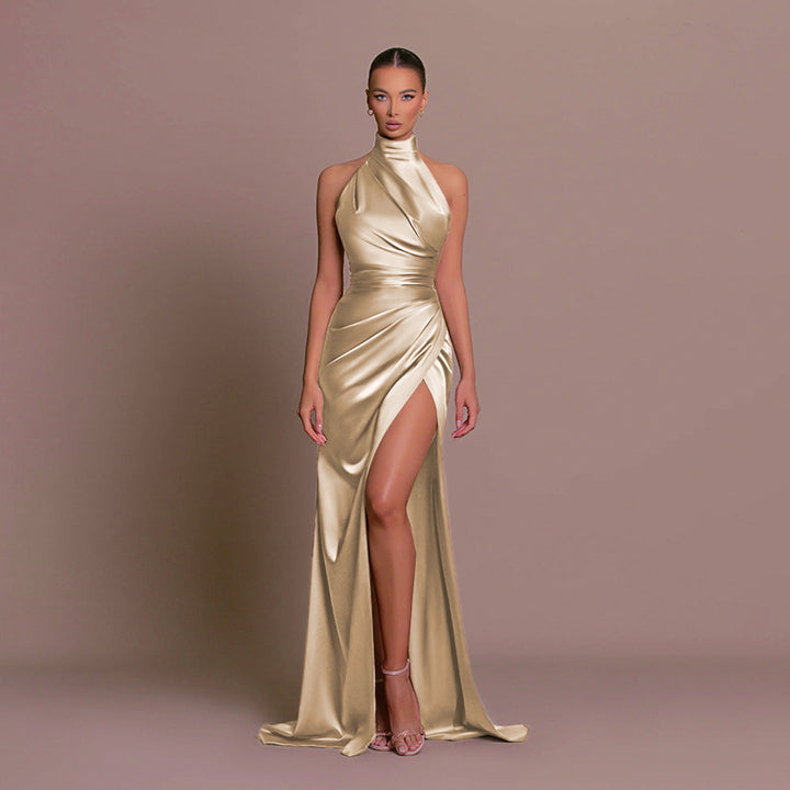 Damen Hochgeschlossenes Abendkleid mit verführerischem Schlitz Drune