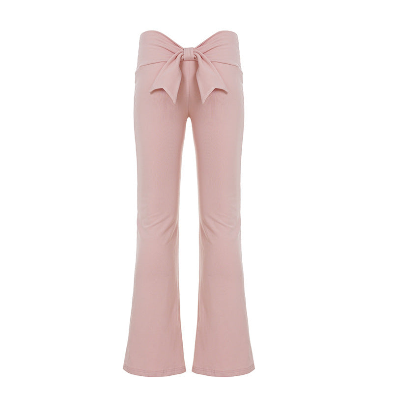 Damen nan Cropped-Longsleeve mit dekorativer Schleifenfront, V-Ausschnitt und figurbetonter Passform Drune