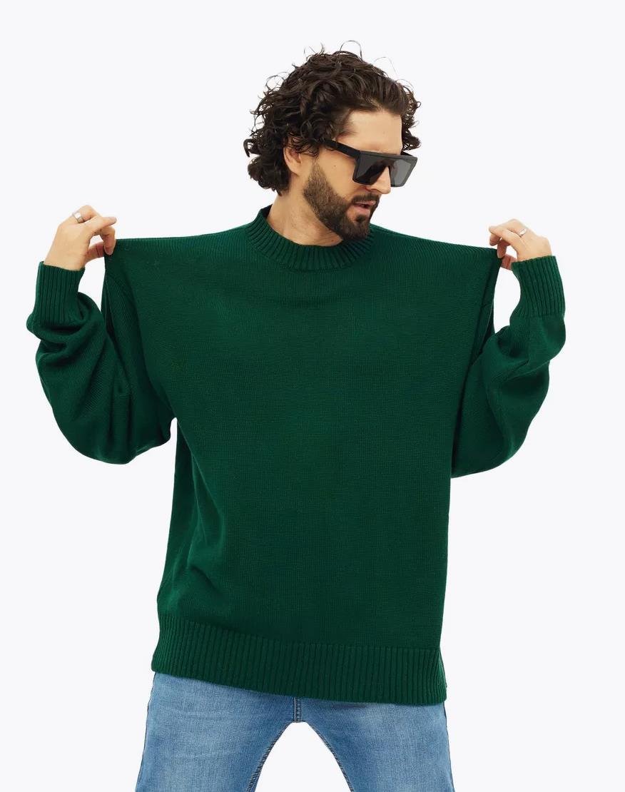 Damen gemütlicher Oversized Pullover mit strukturiertem Rippenmuster und breiten Bündchen Drune
