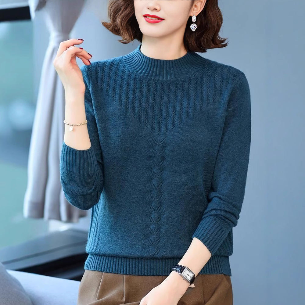 Damen eleganter Strickpullover mit modernem Zopfmuster Drune