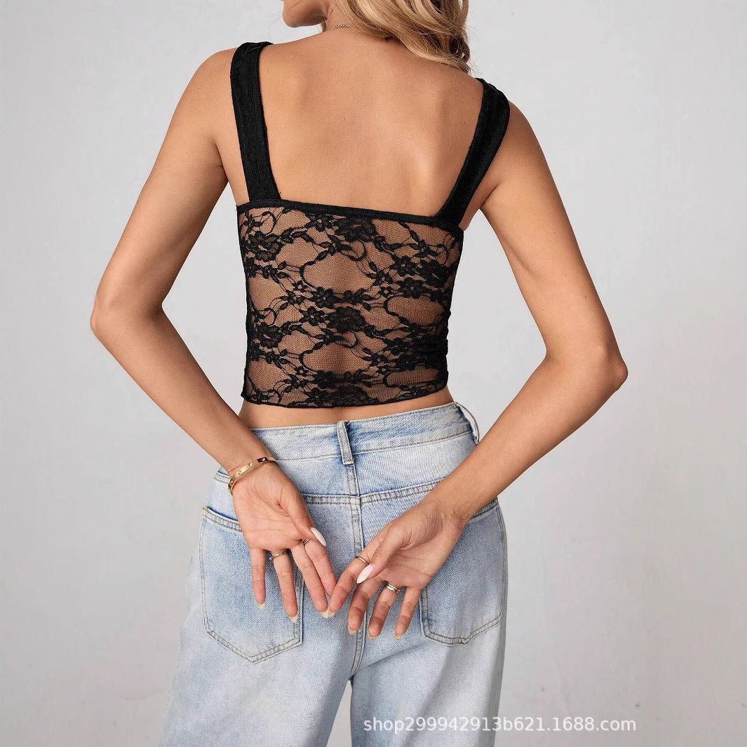 Damen nan Spitzen-Croptop mit Bustier-Form und geraffter Herzlinie Drune