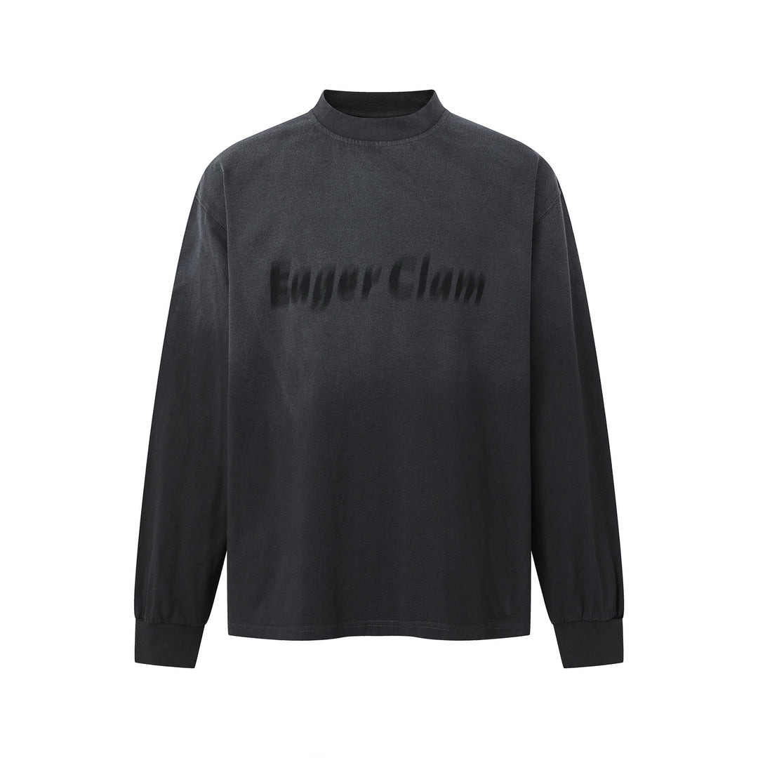 Unisex Oversize-Sweatshirt mit Troyerkragen und verschwommenem Logo-Print Drune