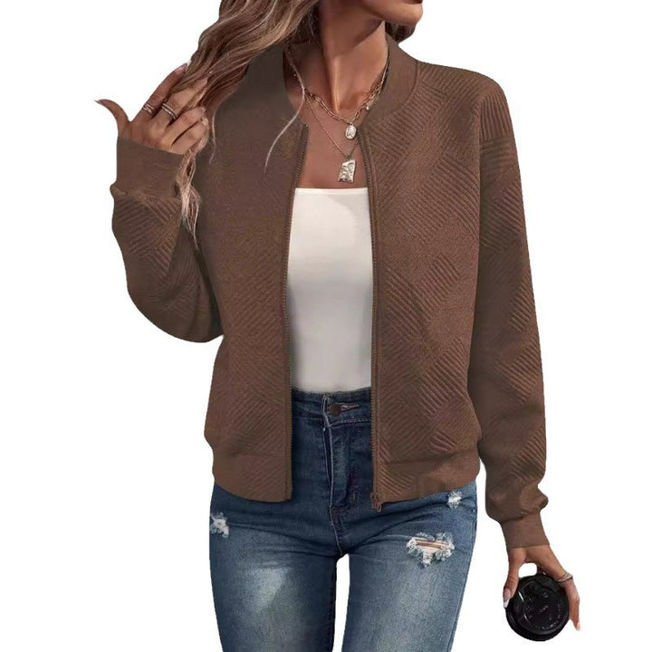 Damen modische Sweatjacke mit strukturiertem Design und praktischen Reißverschlusstaschen Drune