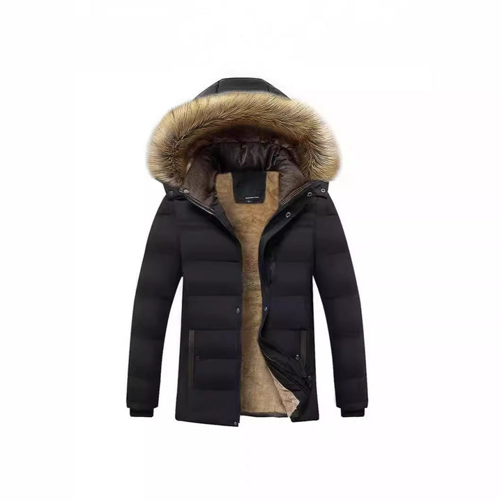 Herren Winterparka mit wärmendem Teddyfutter, abnehmbarer Kapuze und hoher Stehkragen Drune