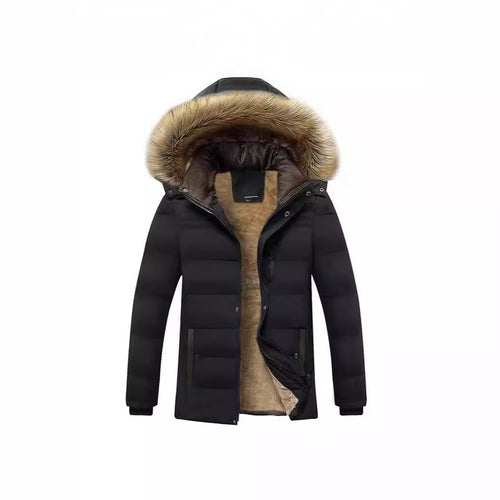 Herren Winterparka mit wärmendem Teddyfutter, abnehmbarer Kapuze und hoher Stehkragen Drune