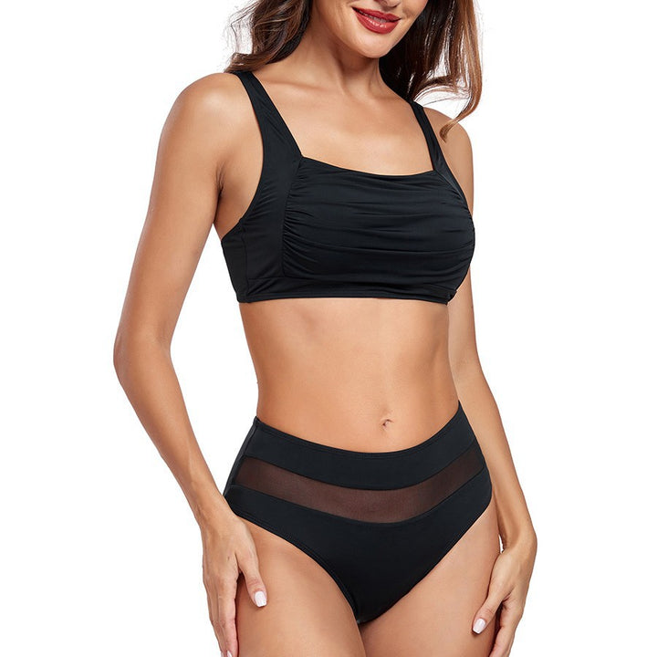 Damen Hoch tailliertes Bikini-Set mit modischem Mesh-Detail Drune