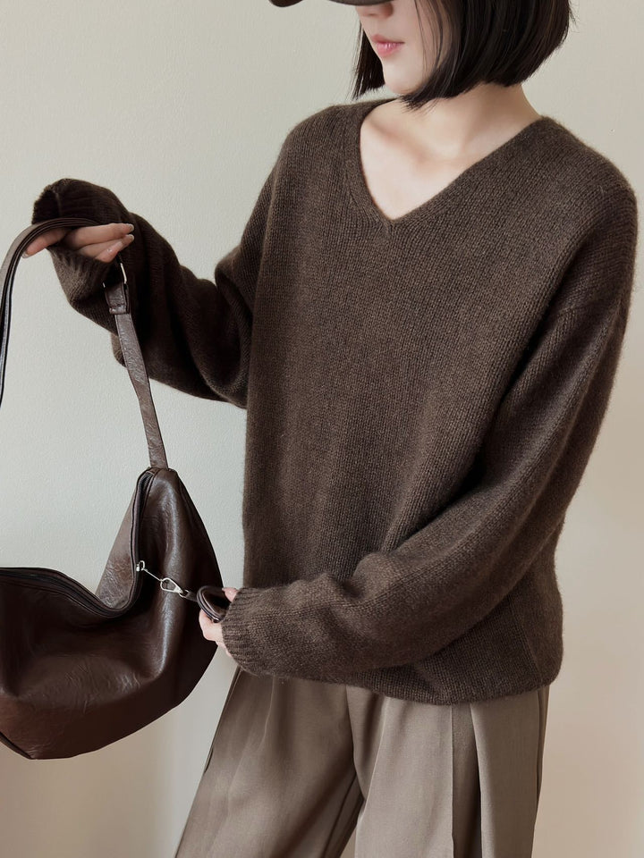 Femme Luxuriöser V-Ausschnitt Pullover Drune