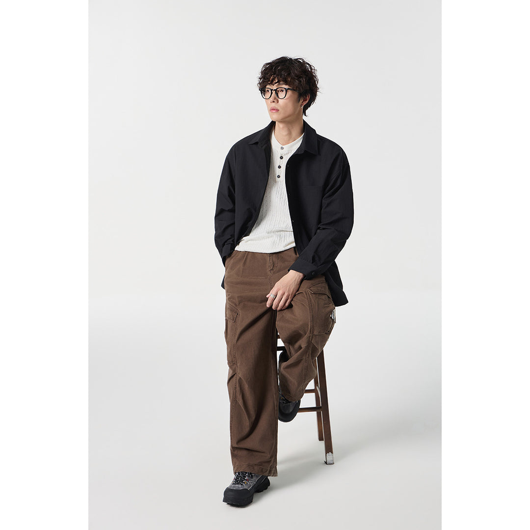Unisex Kariertes Overshirt im Patchwork-Look mit Brusttasche Drune