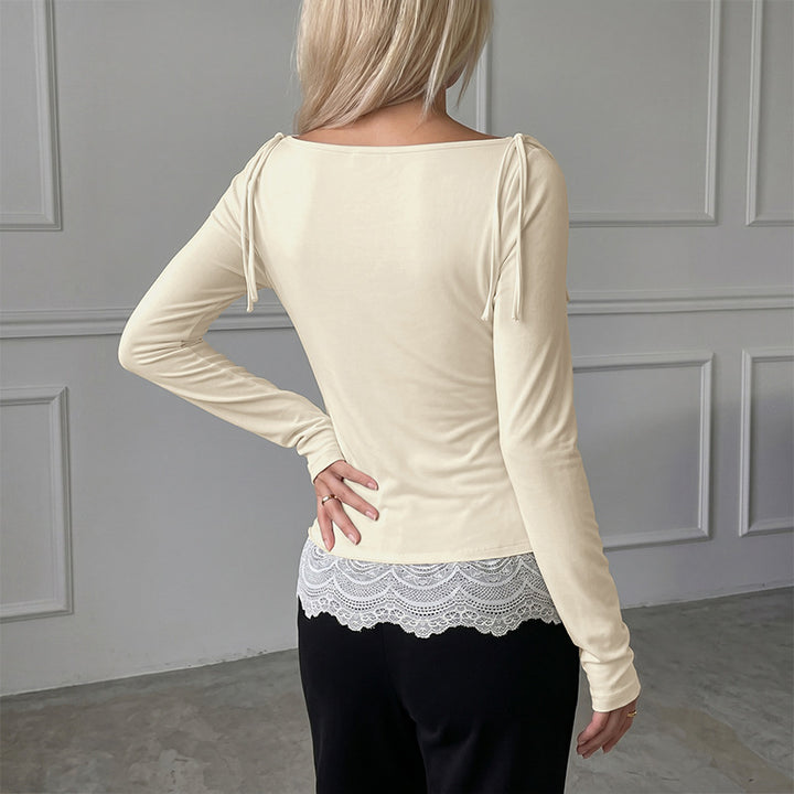 Damen Elegantes Oberteil mit schmalem Schlauchdesign und Rüschendetails Drune