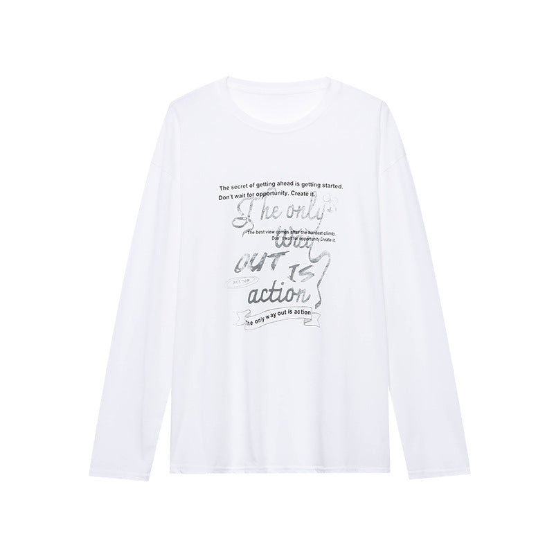 Damen Langarmshirt mit kreativem Grafikdruck Drune