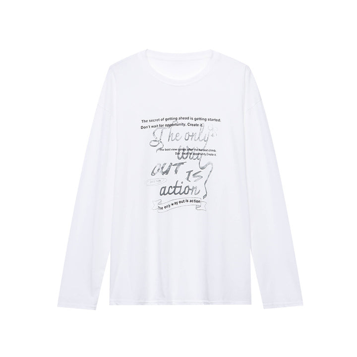 Damen Langarmshirt mit kreativem Grafikdruck Drune