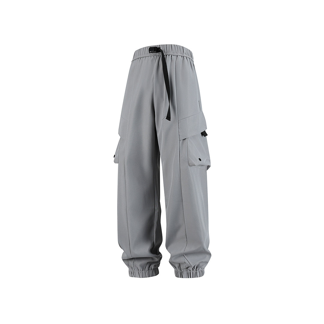 Herren Weite Cargo-Joggerhose mit elastischem Tunnelzugbund, Mehrfachklappentaschen und gerippten Knöcheln Drune