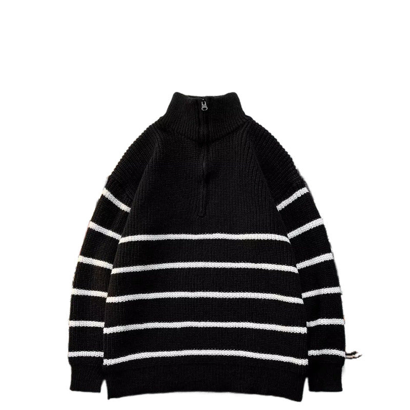 Herren Grobstrickpullover mit hohem Kragen und praktischem Reißverschluss Drune