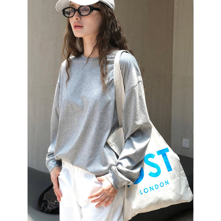 Damen Leichtes Relax-Sweatshirt aus Baumwoll‑Jersey mit überschnittener Schulter und gerundetem Saum Drune