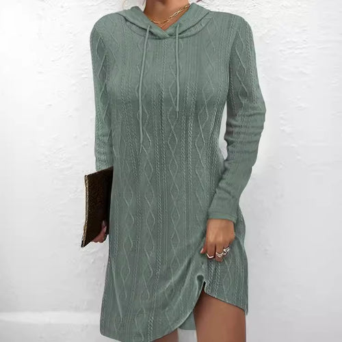 Damen Kapuzensweaterkleid aus weichem Strick Drune