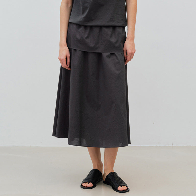 Damen eleganter Maxirock mit fließendem Schnitt und elastischem Bund Drune