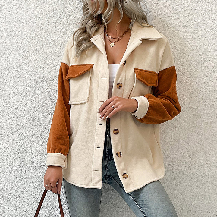 Damen Modische Fleecejacke mit Taschen und Knopfdetails Drune