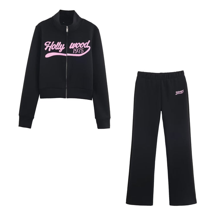 Damen Locker geschnittene Jersey-Freizeithose mit weitem Bein, elastischem Bund und Retro-Logo Drune