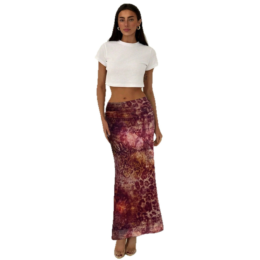 Damen nan schmaler Maxirock mit gerafftem Bund und Allover-Print Drune