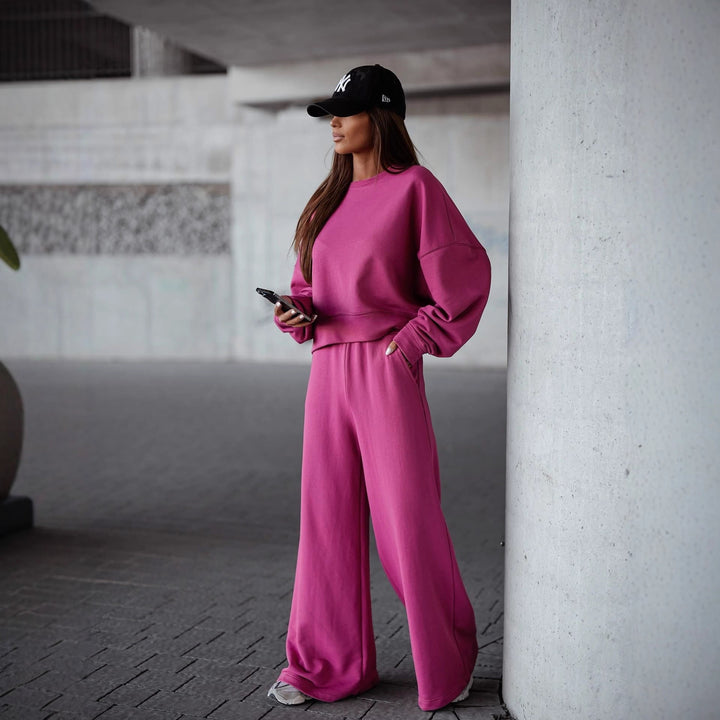 Damen Bequemer Oversized Freizeitanzug mit weitem Schnitt und übergroßem Kragen Drune