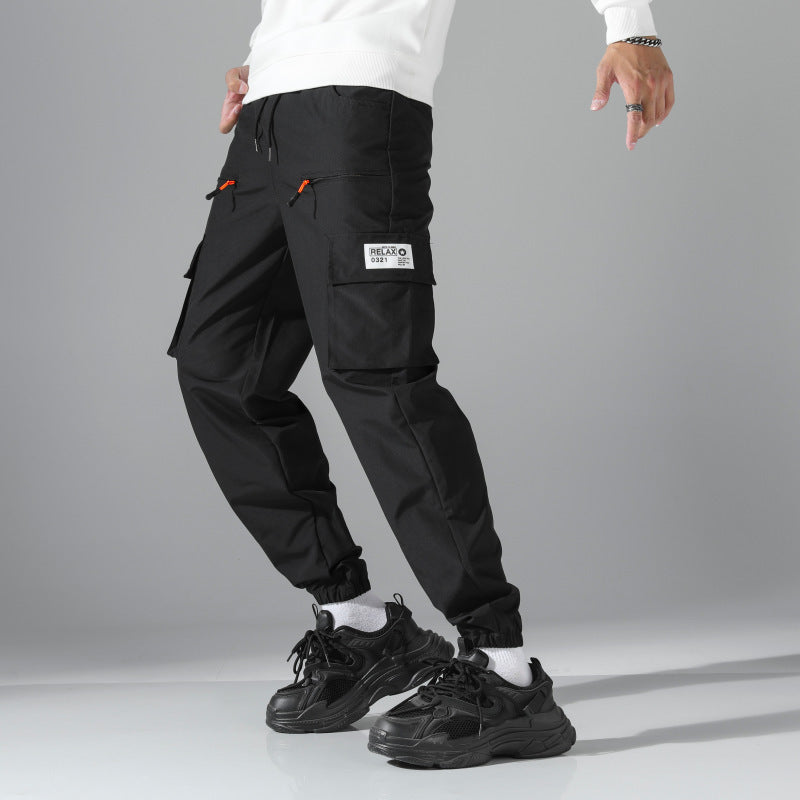 Herren Utility-Cargohose im Joggerstil mit elastischem Bund, Multifachtaschen & Reißverschlusstaschen Drune