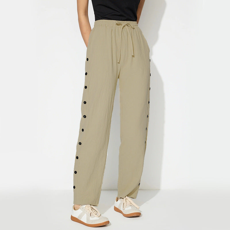 Damen Modische Joggpants mit dekorativen Knopfdetails Drune